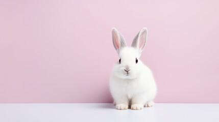 cute animal pet rabbit or bunny white color smiling and laughing isolated with copy space for easter background, rabbit, animal, pet, cute, fur, ear, mammal, background, celebration