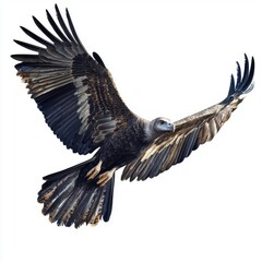 Obraz premium Majestic Eagle Soaring Through Clear Blue Sky with Outstretched Wings in Natural Habitat