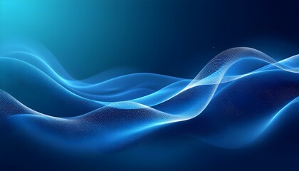 A soft gradient background transitions from deep navy blue to rich teal, with flowing lines of light creating gentle waves. The calm motion evokes tranquility, ideal for modern, minimalist projects.