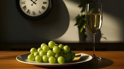 A Warm and Minimalist Presentation of Spanish New Year's Eve Tradition with Grapes and Celebration Elements