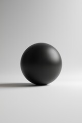 Minimalist black sphere in a monochrome setting.