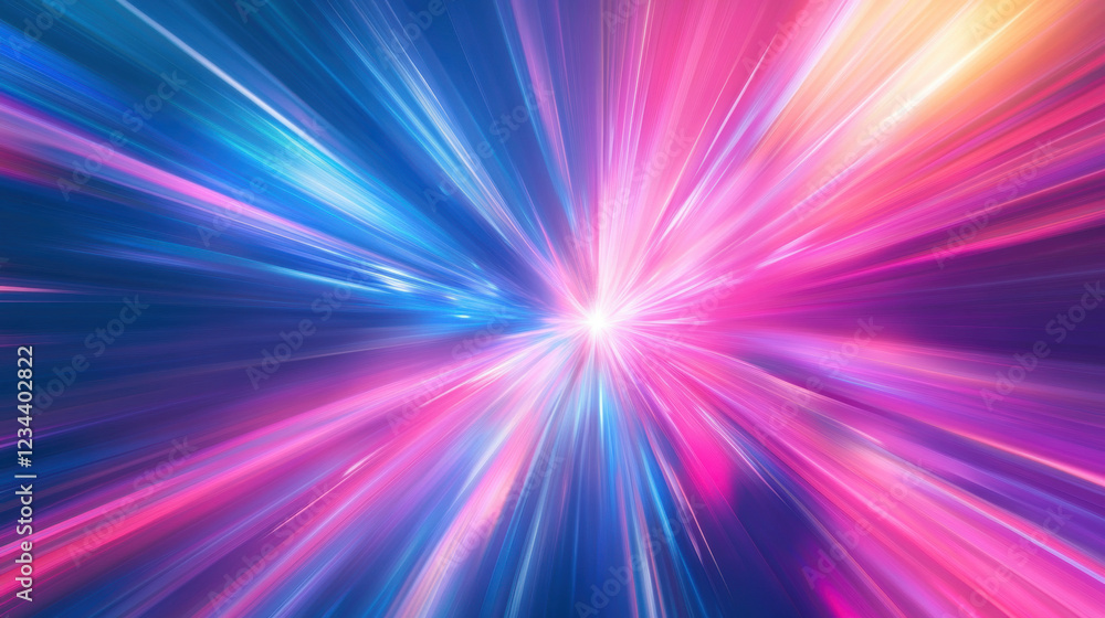 Aufkleber pink and blue light trails creating a speed motion effect on abstract background