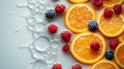 Vibrant Oranges Surrounded by Lush Grass and Sparkling Water Creating a Fresh and Inviting Scene