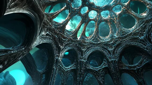 Intricate underwater architecture reveals a mysterious alien realm of patterns and colors