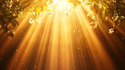 Golden Sunlight Streaming Through Lush Green Leaves