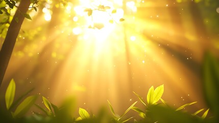 Fototapeta premium Golden Sunlight Through Forest Canopy