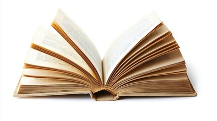 Open book resting on bright white surface with gently curled pages revealed