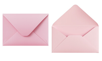 Pink Envelopes Stationery Mailing Correspondence Post Letter Closed Open Blank Paper Craft, Transparent Background, Ai Generative Images