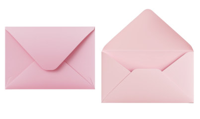 Pink Envelopes Stationery Mailing Correspondence Post Letter Closed Open Blank Paper Craft, Transparent Background, Ai Generative Images