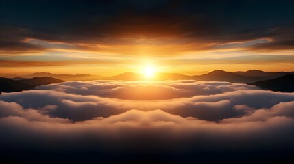 Fototapeta premium Golden Sunrise Above a Sea of Clouds