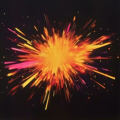Fototapeta premium Dynamic burst of vibrant colors against dark background exploding in energy