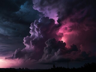 An abstract background featuring neon clouds, ideal for futuristic or dream-like digital artworks. ,Close-up Sky twilight