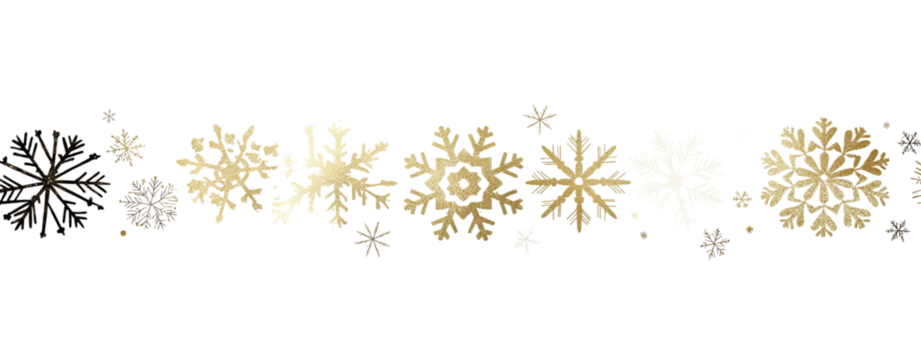  Gold Snowflakes, Christmas-themed transparent background