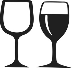 glass of wine vector art illustration on white background.