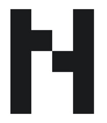 black font letter N with pixel 8bit style