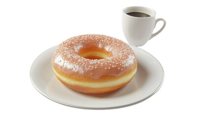 Delicious Donut and Coffee Sweet Breakfast Treat, Transparent Background, Ai Generative Images