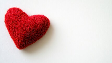 Obraz premium Soft Red Heart Shape Knit Decoration on Light Background