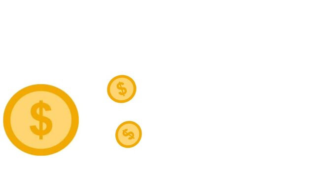 Money animation on a white background with 4k resolution