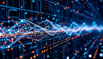 Digital abstract background featuring cloud computing, cybersecurity, and AI-driven data processing, Ai generated Images