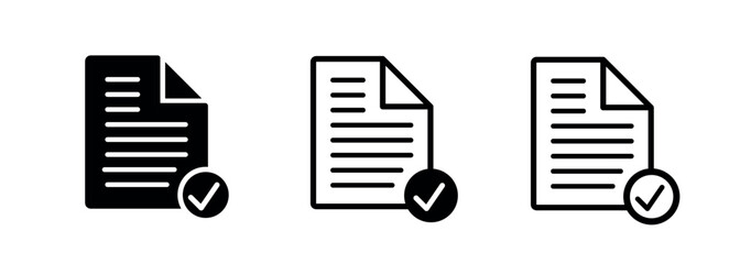 Checklist icon set. Clipboard checklist or document. Checkmark, document, checkbox on paper and more. Vector illustration on white background