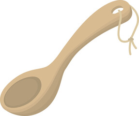 Wooden ladle for sauna or bath. Illustration isolated on white background. 