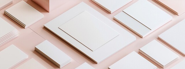 Sophisticated branding mockups featuring business cards and banners in soft pastels