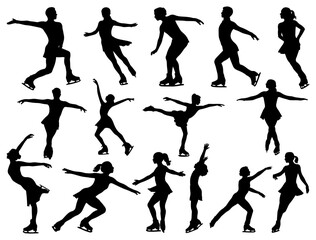 FIGURE SKATING SILHOUETTE ON WHITE BACKGROUND