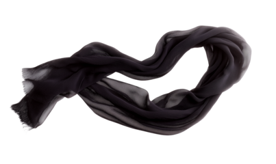 Elegant Dark Gray Sheer Scarf Flowing Fabric Fashion Accessory Textile Texture, Transparent Background, Ai Generative Images