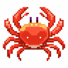 Obraz premium Retro Pixel Art Crab Illustration Vibrant 8 Bit Red Sea Creature Design