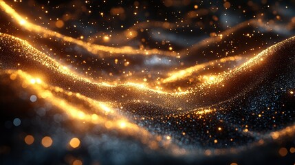 Obraz premium Abstract waves of glowing particles create a mesmerizing visual effect.