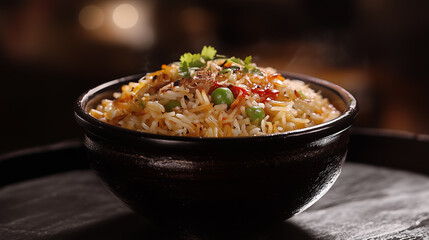 Vegetable Pulao/Biryani served in a bowl