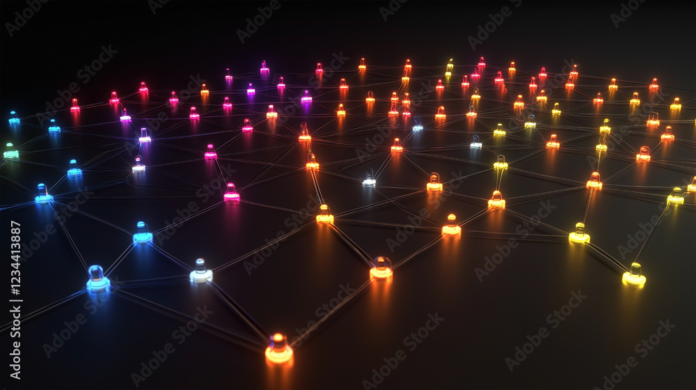 Poster a colorful network of lights with many different colors