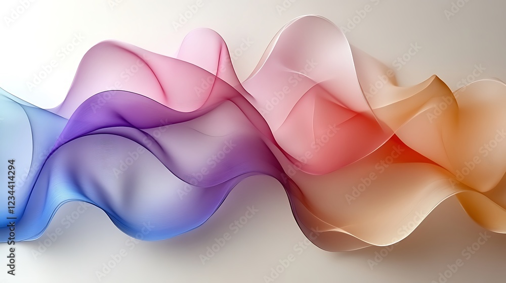 Aufkleber abstract flowing waves in gradient colors on a white background modern design