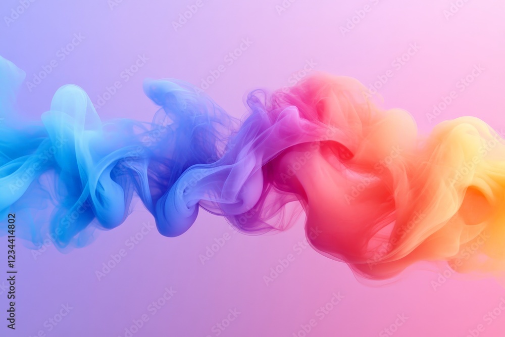 Poster Colorful smoke swirls create an artistic blend of hues in a gradient background