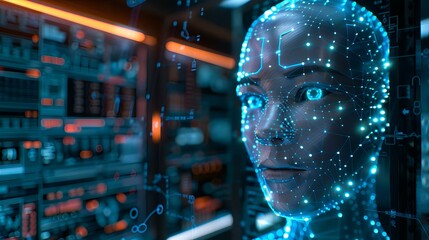 Artificial Intelligence, Digital Face, Futuristic