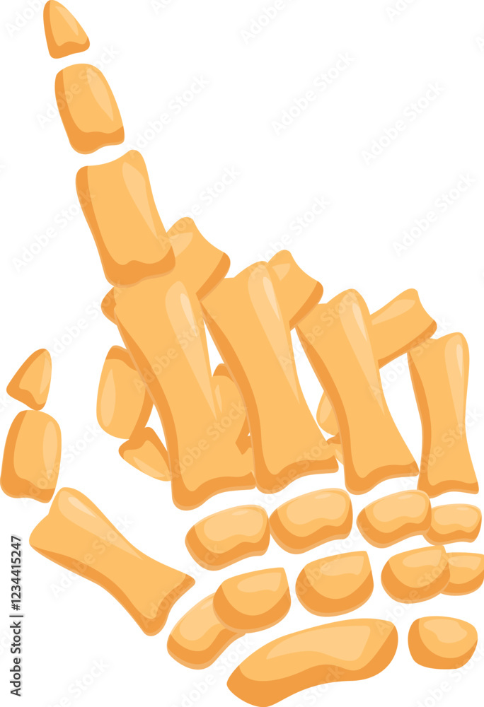 Poster cartoon skeleton hand pointing up with index finger isolated on white background