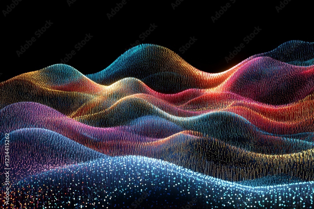 Aufkleber colorful waves of light create a mesmerizing digital landscape in an abstract design