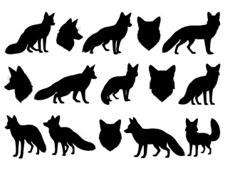 FOX SILHOUETTE ON WHITE BACKGROUND