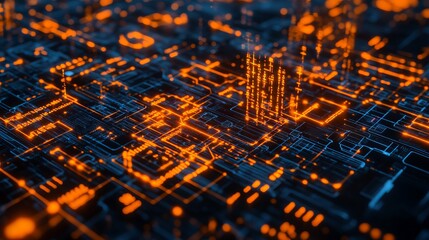 Abstract Digital Grid, Technology of Financial World, Fintech Concept Illustration, Big Data