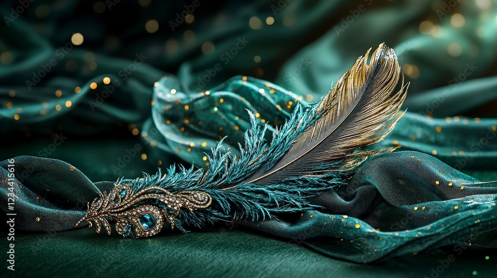 Aufkleber elegant garuda feather design on luxurious fabric artistic composition opulent environment macro vie