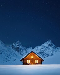 Fototapeta premium Charming rustic wooden cabin nestled in a serene forest, perfect for a peaceful getaway in nature.