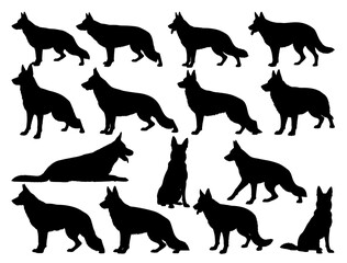 GERMAN SHEPHERD SILHOUETTE ON WHITE BACKGROUND