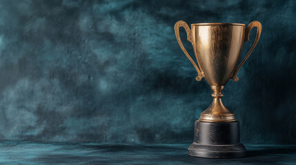 Golden trophy on dark background symbolizes achievement and success in personal and professional goals