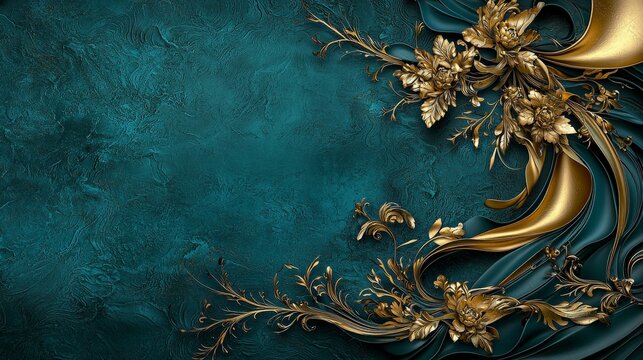Close-up of elegant golden sha motif & intricate luk fak patterns for luxurious home decor and artistic ambiance