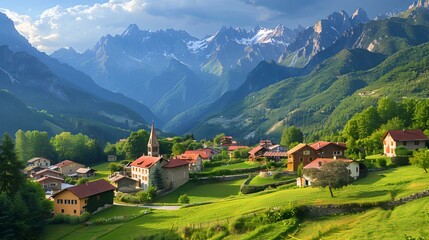 Mountain Village Landscape