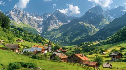 Mountain Village in the Alps