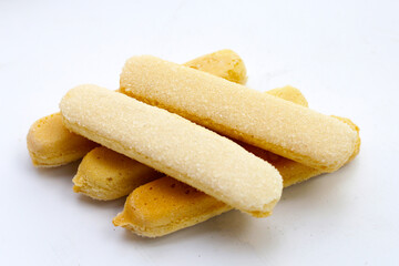 Sponge finger cookies, Italian savoiardi biscuit snack