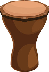 Traditional goblet shaped african drum made of wood, emitting resonant sounds