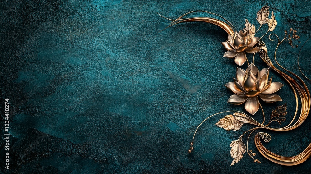 Poster elegant than bua motif with golden accents decorative art modern style indoor space close-up view ar