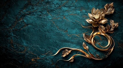 Golden than bua motif artwork artistic creation mystical environment elegant design close-up view decorative concept